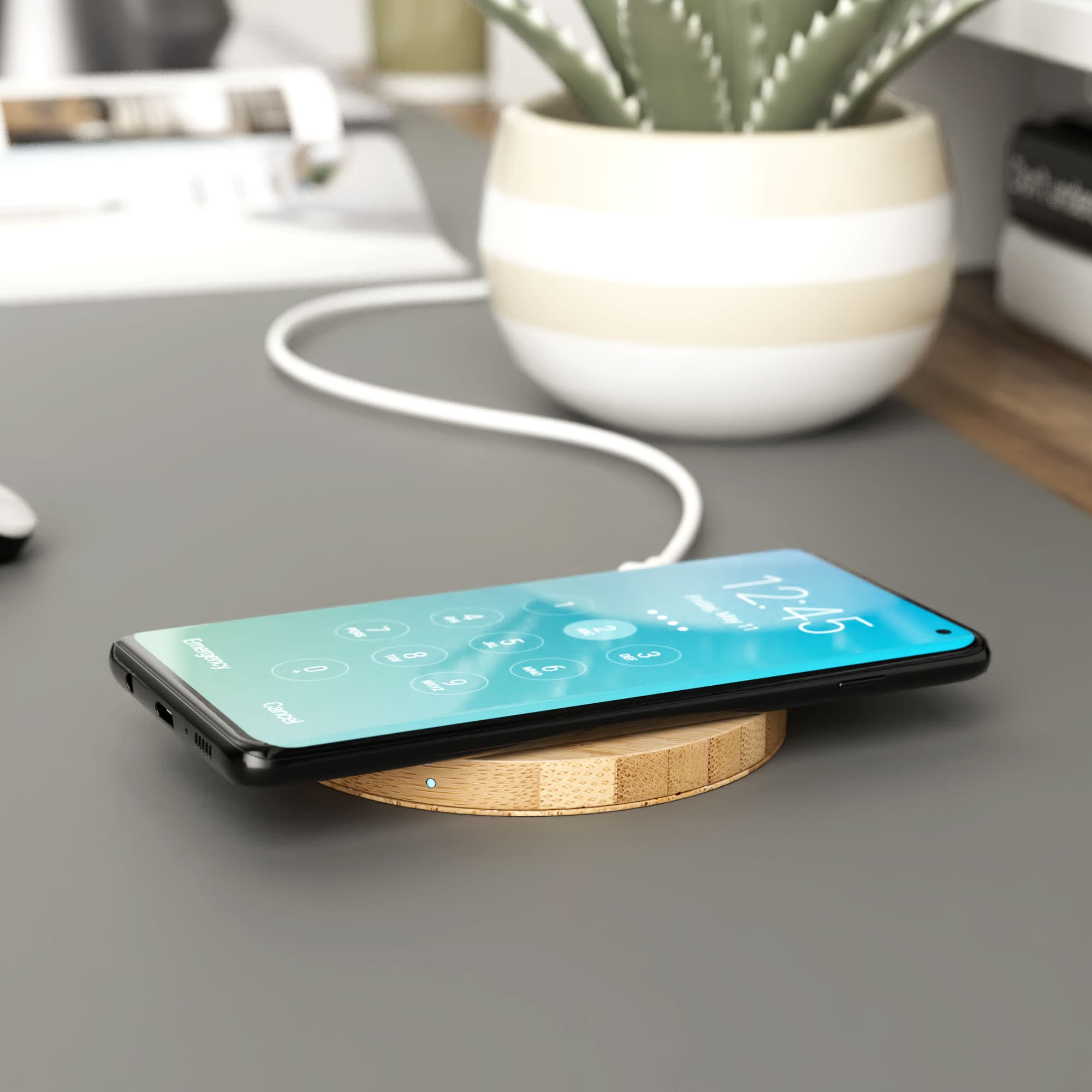 Wireless Charger Bamboo round, Bild 2